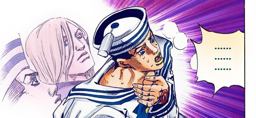 JoJolion panel where Josuke has a memory of an unknown man's face.